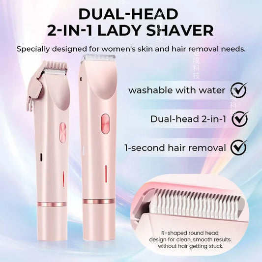 2-in-1 Women's Electric Razor & Bikini Trimmer – Painless Portable Epilator