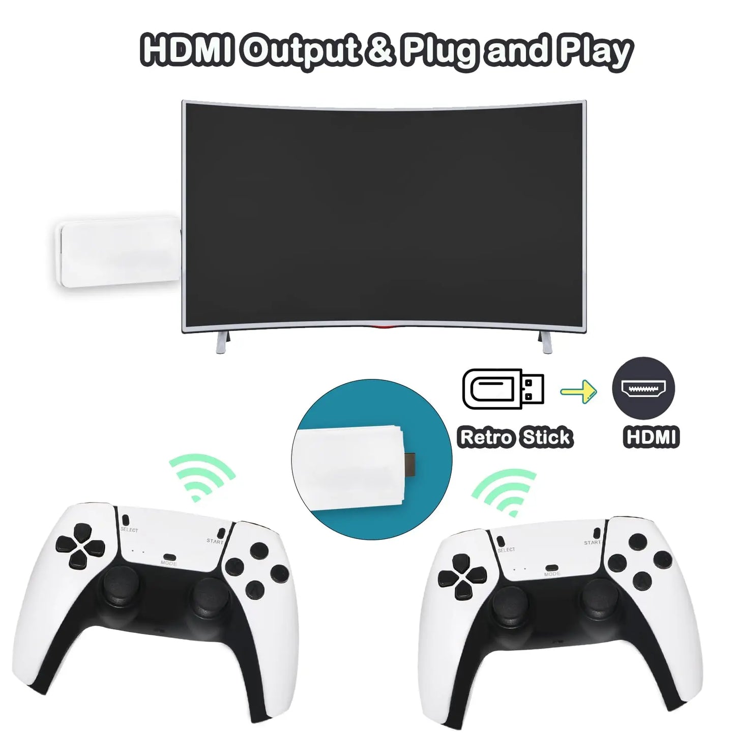 Retro Gaming Console | 2.4G Wireless Dual Gamepads | 64GB | 15,000+ Classic Games