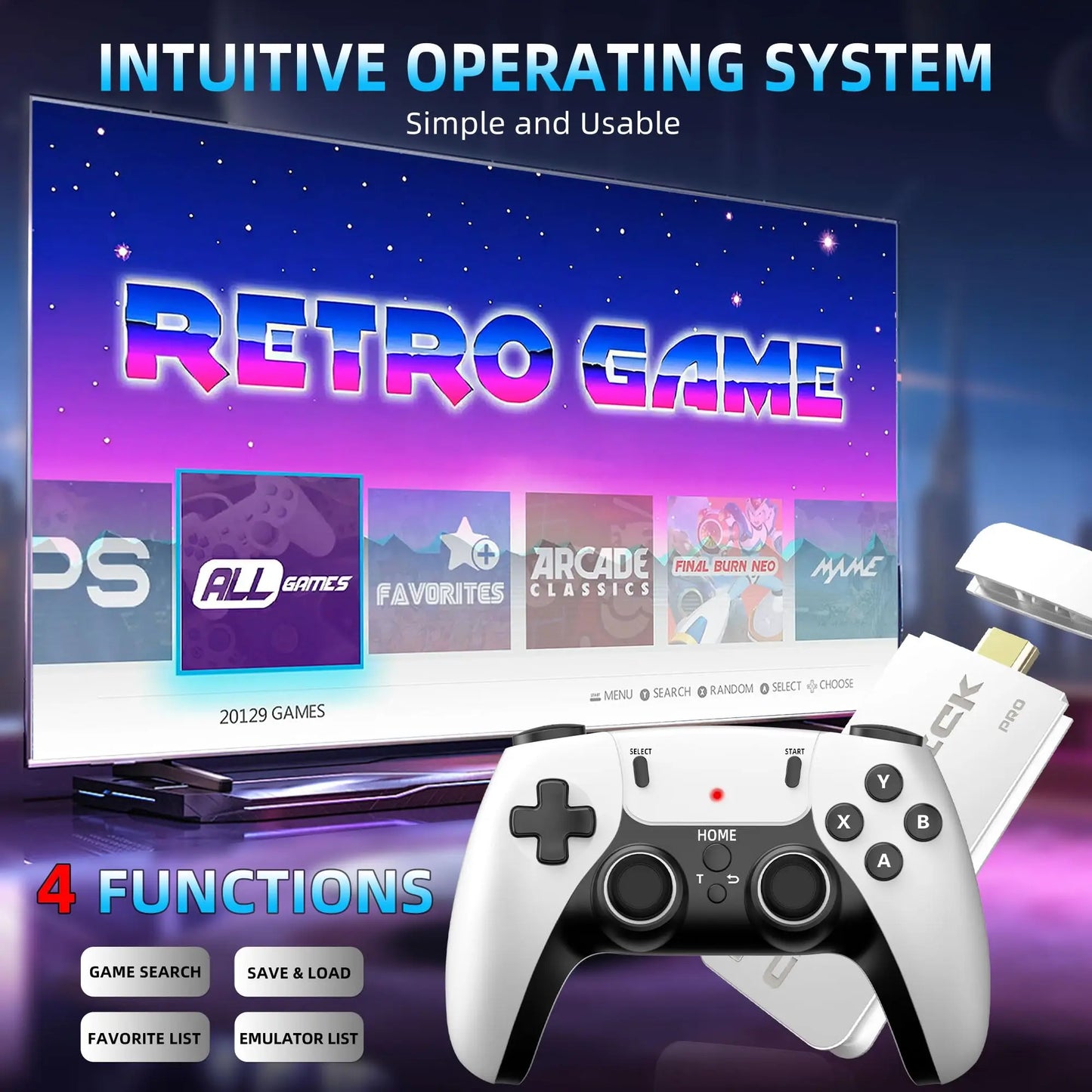Retro Gaming Console | 2.4G Wireless Dual Gamepads | 64GB | 15,000+ Classic Games