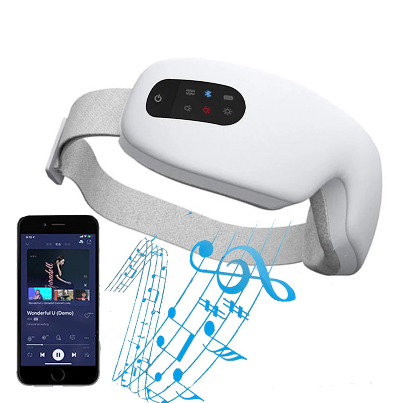 Heated Eye Massager with Bluetooth Music β Warm Compress & Vibration for Migraine, Sleep & Dark Circle Relief