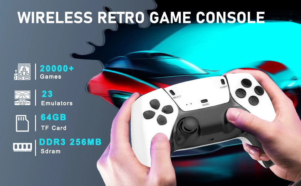 Retro Gaming Console | 2.4G Wireless Dual Gamepads | 64GB | 15,000+ Classic Games