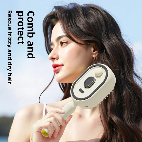 3-in-1 electric scalp massager comb with essential oil spray — main product view