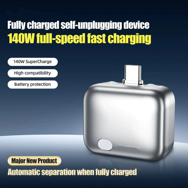 Type-C 140W Fast Charge with Physical Disconnect | Safe Overnight Charging | Auto-Stop Battery Guard