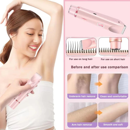 2-in-1 Women's Electric Razor & Bikini Trimmer – Painless Portable Epilator