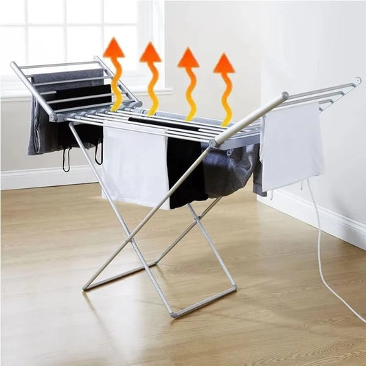 🛁 Freestanding Portable Lightweight Electric Heated Clothes & Towel Dryer with 18 Heating Rails