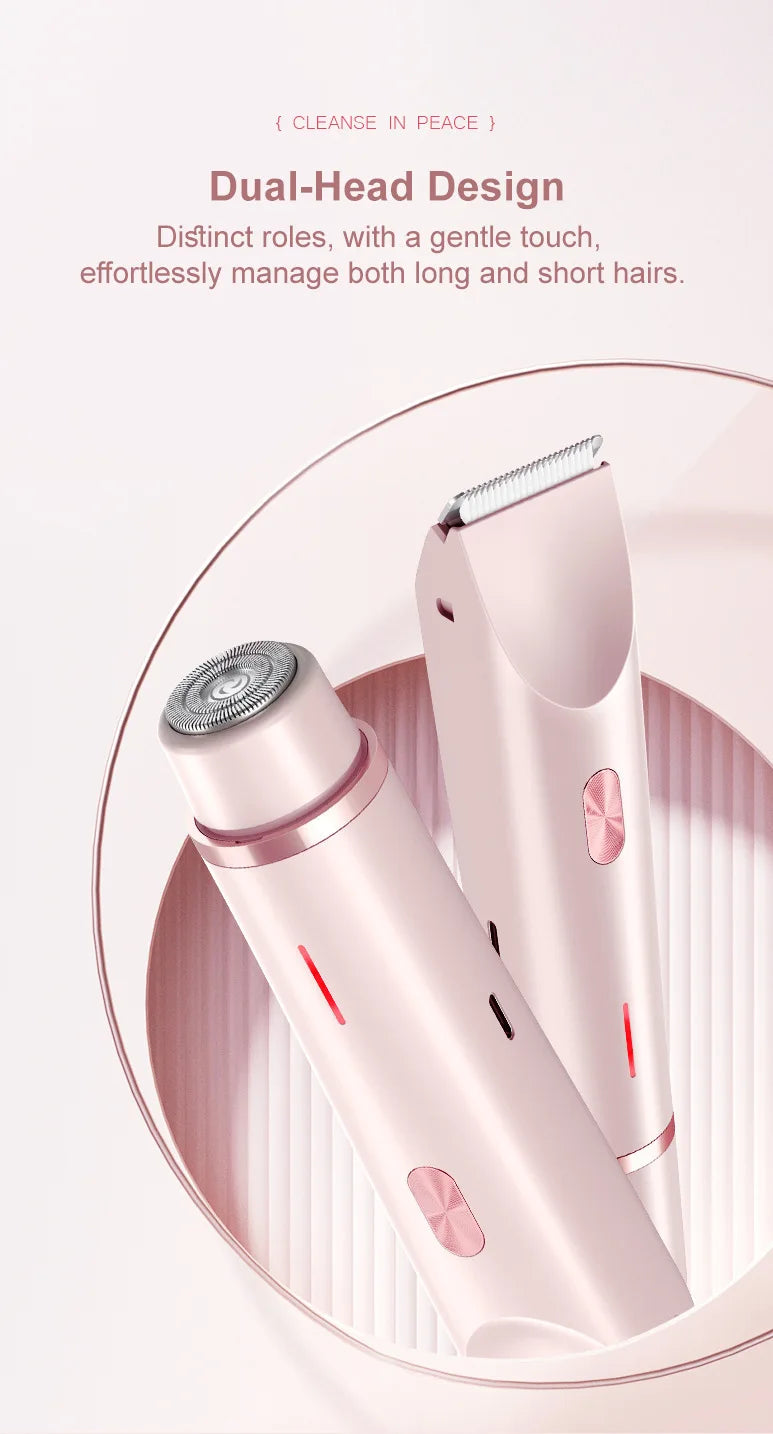 2-in-1 Women's Electric Razor & Bikini Trimmer – Painless Portable Epilator