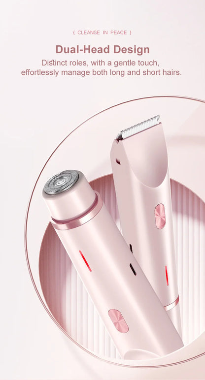 2-in-1 Women's Electric Razor & Bikini Trimmer – Painless Portable Epilator