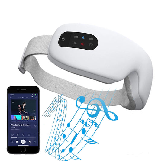 Heated Eye Massager with Bluetooth Music – Warm Compress & Vibration for Migraine, Sleep & Dark Circle Relief