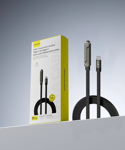 ElbowCharge Pro™ 240W Fast Charging Cable with Folding Phone Holder