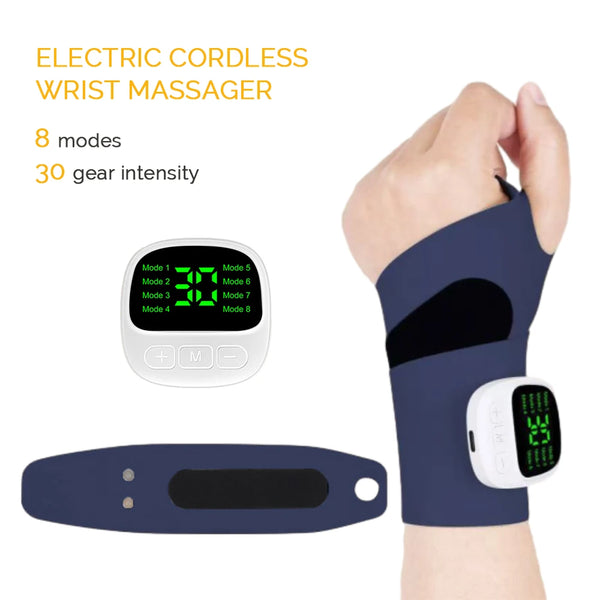 WristRelief Pro Cordless Wrist Massager - 8 Mode EMS Vibration + Heat Therapy