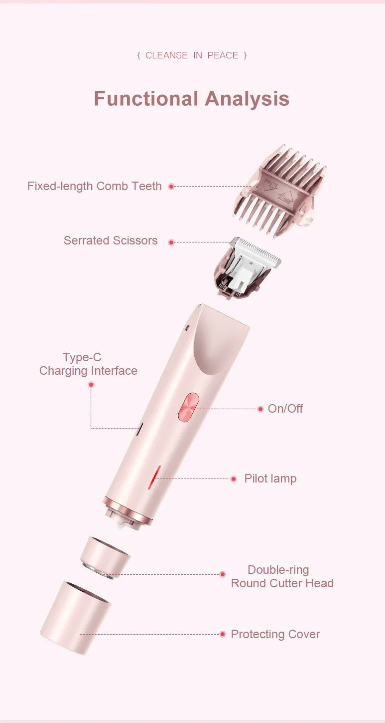 2-in-1 Women's Electric Razor & Bikini Trimmer – Painless Portable Epilator