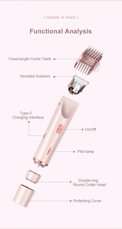 2-in-1 Women's Electric Razor & Bikini Trimmer – Painless Portable Epilator