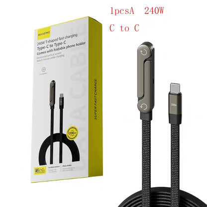 ElbowCharge Pro™ 240W Fast Charging Cable with Folding Phone Holder