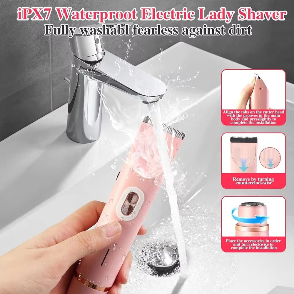 2-in-1 Women's Electric Razor & Bikini Trimmer – Painless Portable Epilator